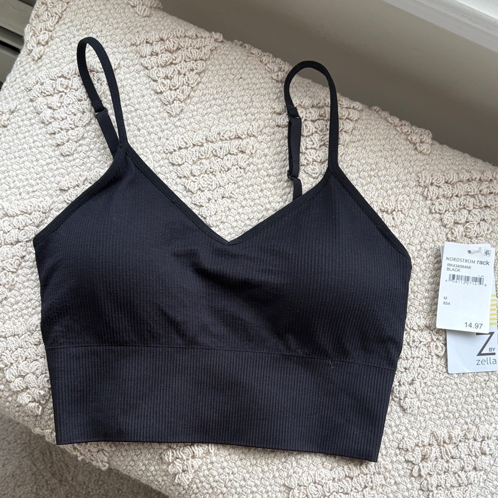 Zella Black Ribbed Sports Bra